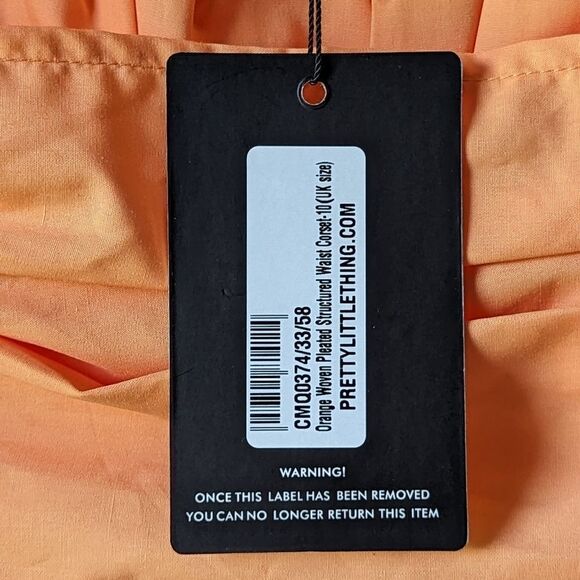 PrettyLittleThing NWT Orange Ruched Woven Pleated Structured Waist Corse… - Picture 12 of 12